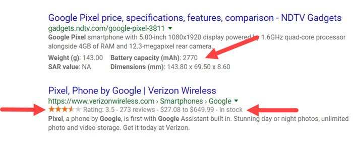 Rich snippets