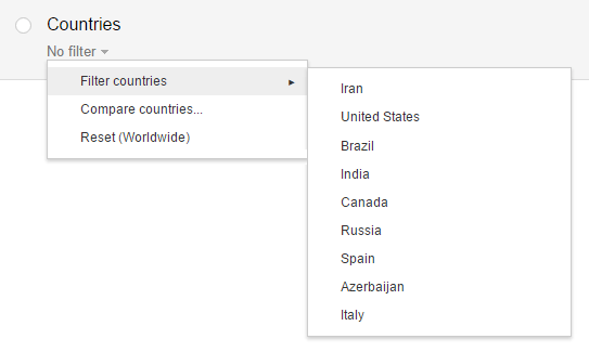 فیلتر کشور در Search Analytics سرچ کنسول