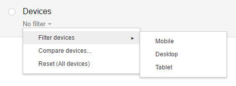 فیلتر Device در Search Analytics سرچ کنسول