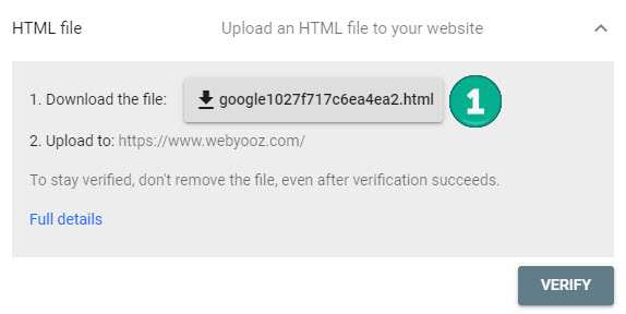 تایید مالکیت توسط فایل HTML برای گوگل سرچ کنسول
