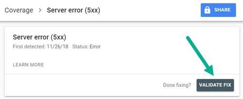 Validate fix in Search Console