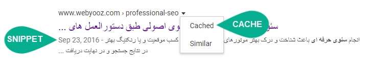 اسنیپت و کش در SERP