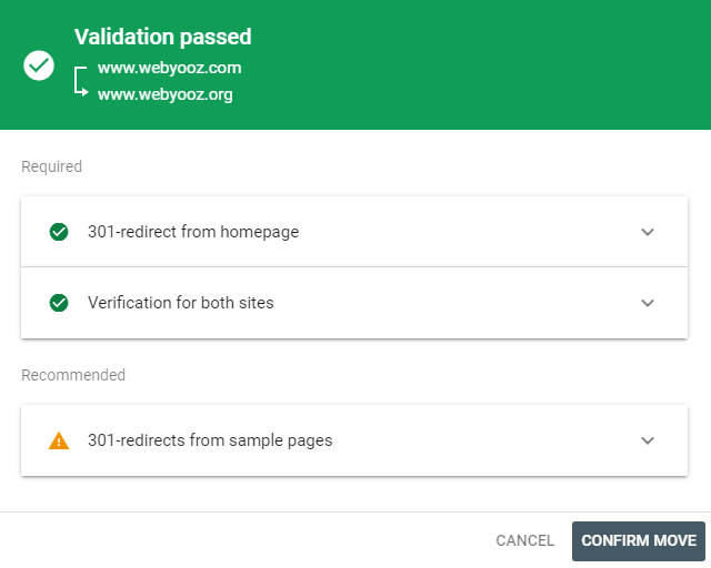 Change of Address Validation Passed