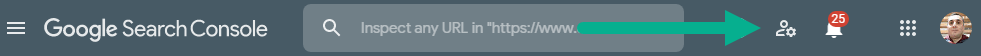 آیکون تنظیمات کاربر در سرچ کنسول گوگل