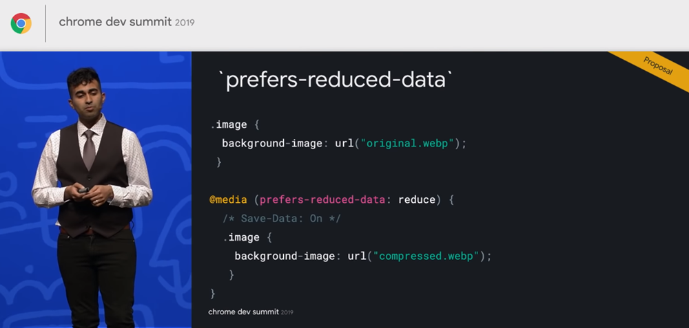 اندی عثمانی در حال صحبت در مورد prefers-reduced-data در همایش توسعه دهندگان گوگل سامیت 2019