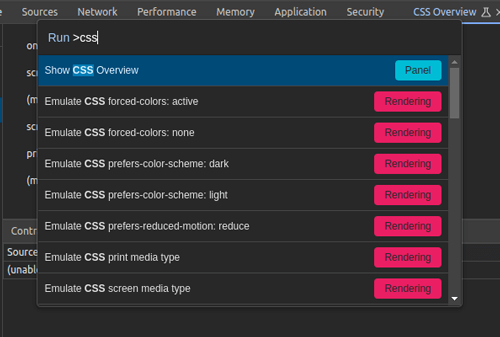 Command Pallete در DevTools مرورگر گوگل کروم